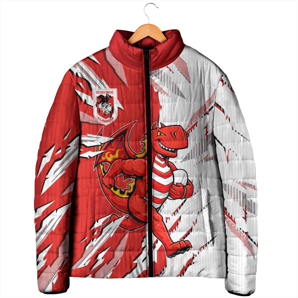 Personalized St. George Illawarra Dragons Padded Jacket Dynamic Lightning Mascot Rugby Australia