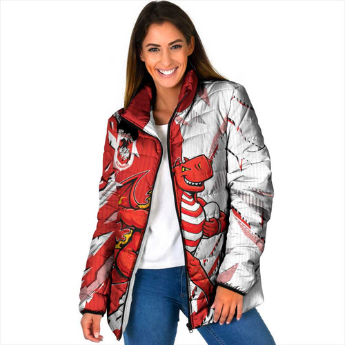 Personalized St. George Illawarra Dragons Padded Jacket Dynamic Lightning Mascot Rugby Australia