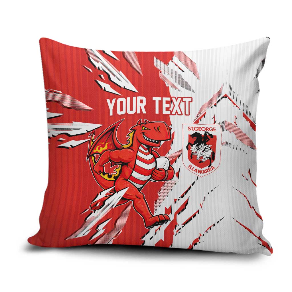 Personalized St. George Illawarra Dragons Pillow Cover Dynamic Lightning Mascot Rugby Australia
