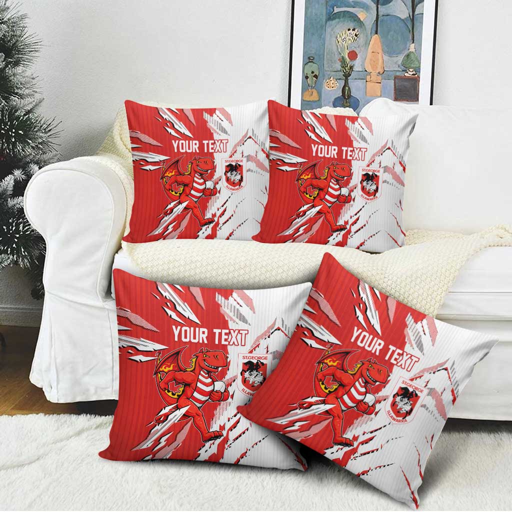 Personalized St. George Illawarra Dragons Pillow Cover Dynamic Lightning Mascot Rugby Australia