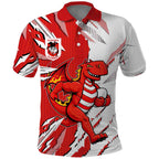 Personalized St. George Illawarra Dragons Polo Shirt Dynamic Lightning Mascot Rugby Australia