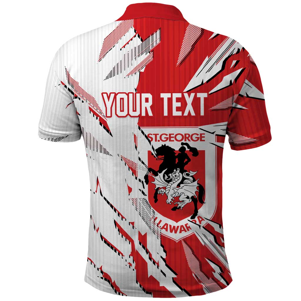 Personalized St. George Illawarra Dragons Polo Shirt Dynamic Lightning Mascot Rugby Australia