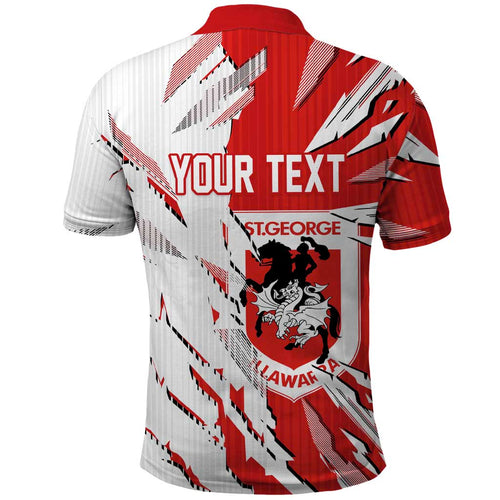 Personalized St. George Illawarra Dragons Polo Shirt Dynamic Lightning Mascot Rugby Australia