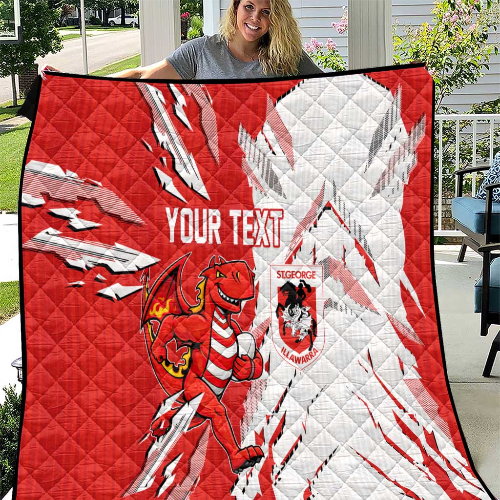 Personalized St. George Illawarra Dragons Quilt Dynamic Lightning Mascot Rugby Australia