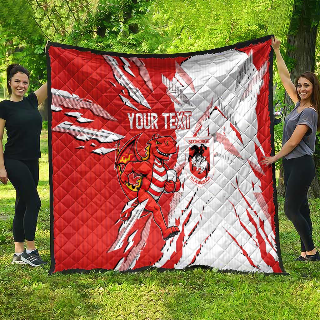 Personalized St. George Illawarra Dragons Quilt Dynamic Lightning Mascot Rugby Australia