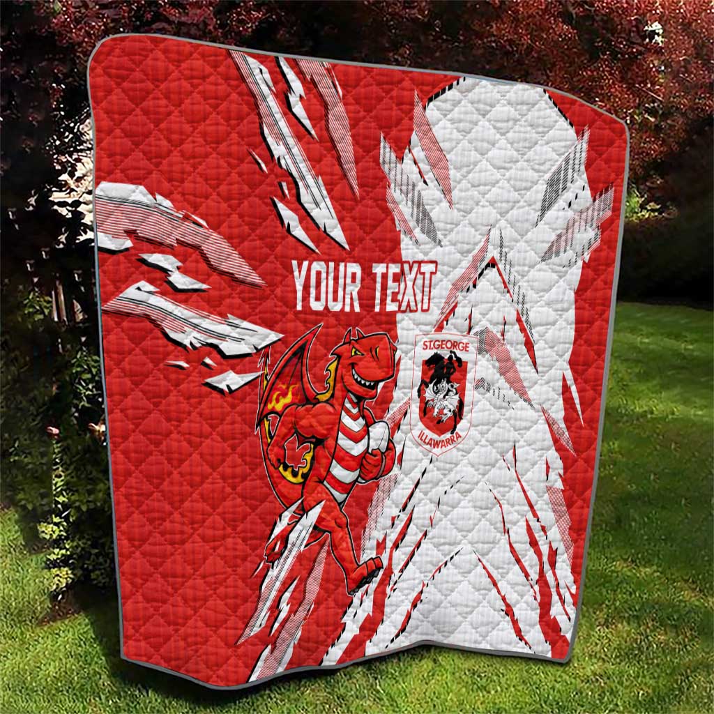 Personalized St. George Illawarra Dragons Quilt Dynamic Lightning Mascot Rugby Australia
