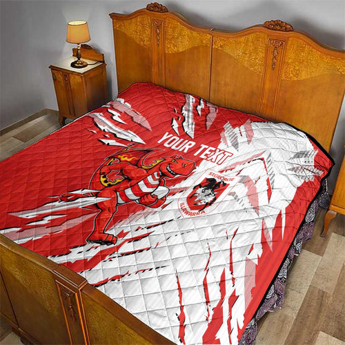 Personalized St. George Illawarra Dragons Quilt Dynamic Lightning Mascot Rugby Australia