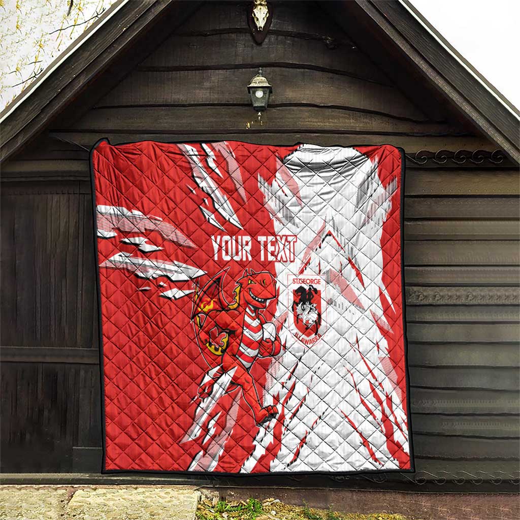Personalized St. George Illawarra Dragons Quilt Dynamic Lightning Mascot Rugby Australia