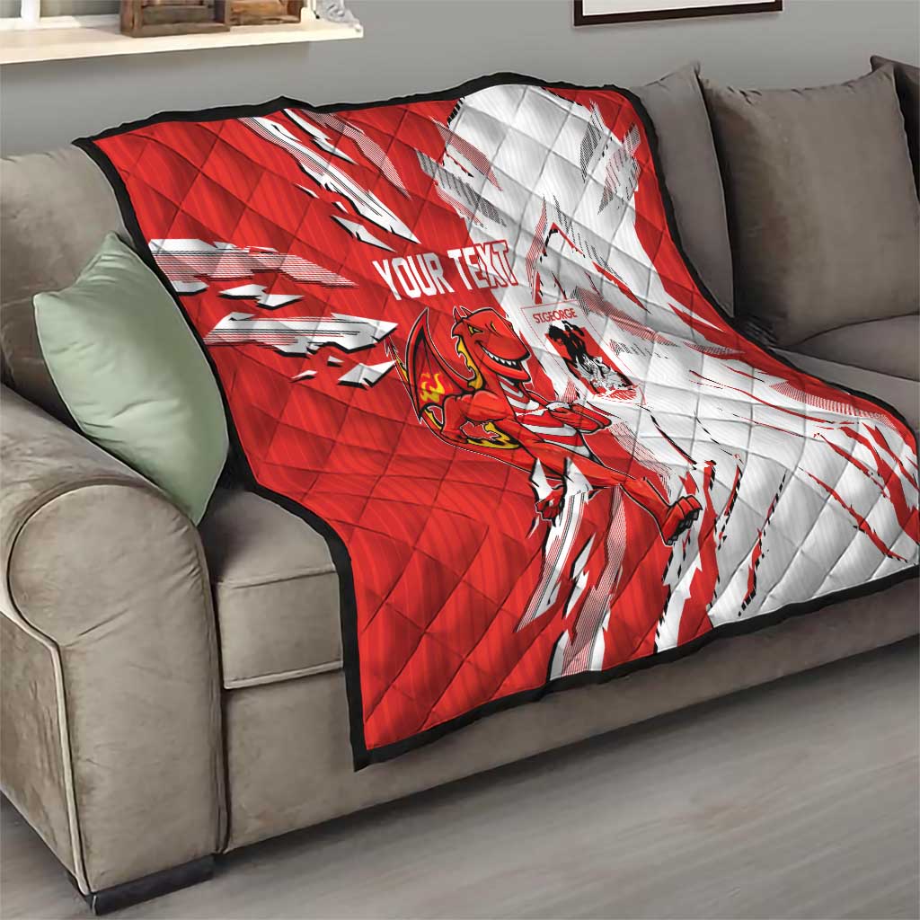 Personalized St. George Illawarra Dragons Quilt Dynamic Lightning Mascot Rugby Australia