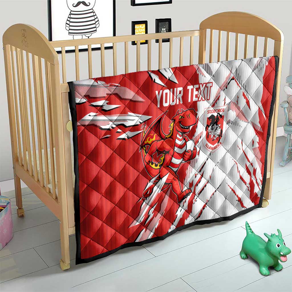 Personalized St. George Illawarra Dragons Quilt Dynamic Lightning Mascot Rugby Australia