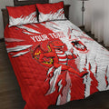 Personalized St. George Illawarra Dragons Quilt Bed Set Dynamic Lightning Mascot Rugby Australia