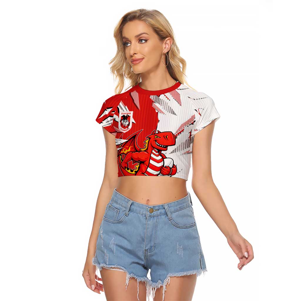 Personalized St. George Illawarra Dragons Raglan Cropped T Shirt Dynamic Lightning Mascot Rugby Australia