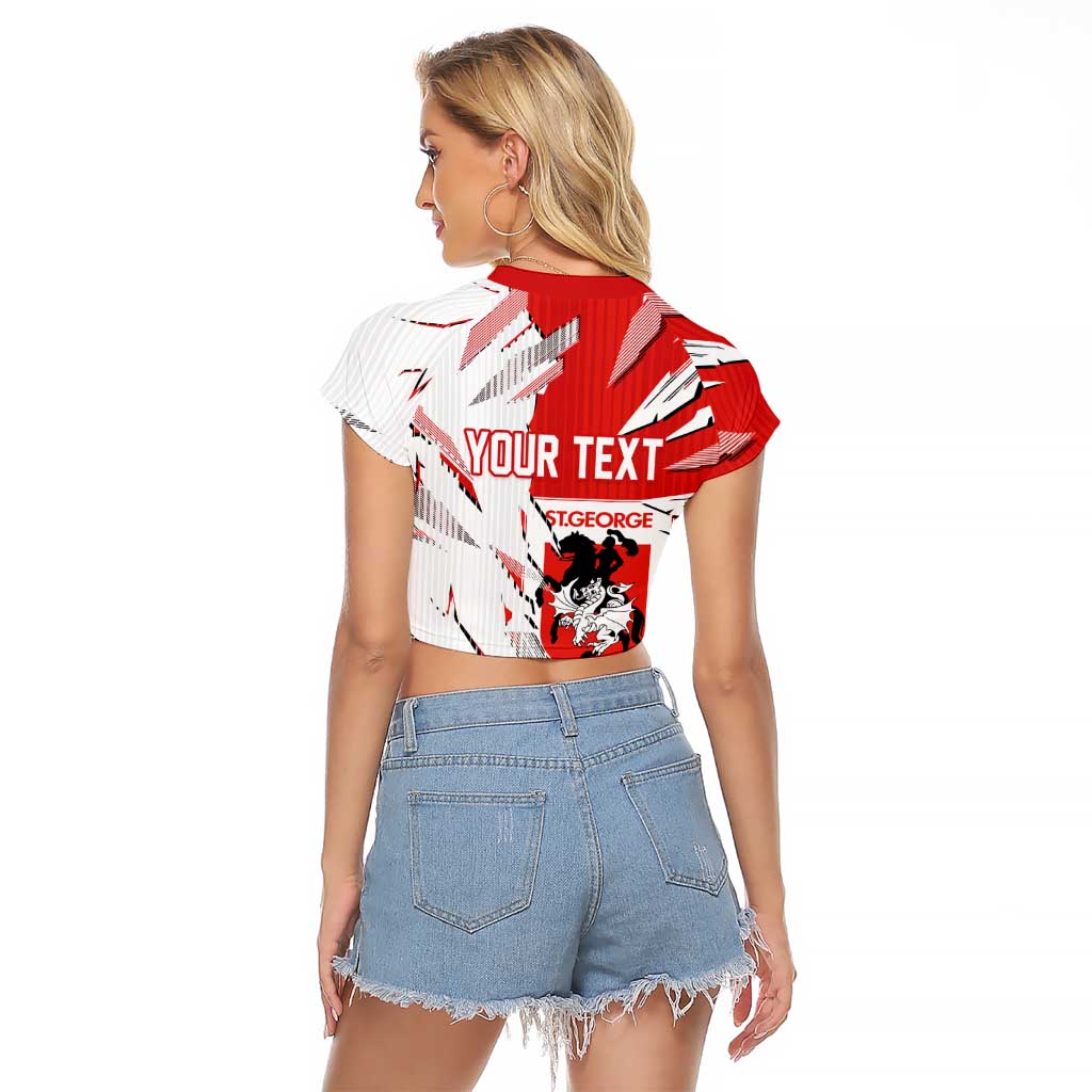 Personalized St. George Illawarra Dragons Raglan Cropped T Shirt Dynamic Lightning Mascot Rugby Australia