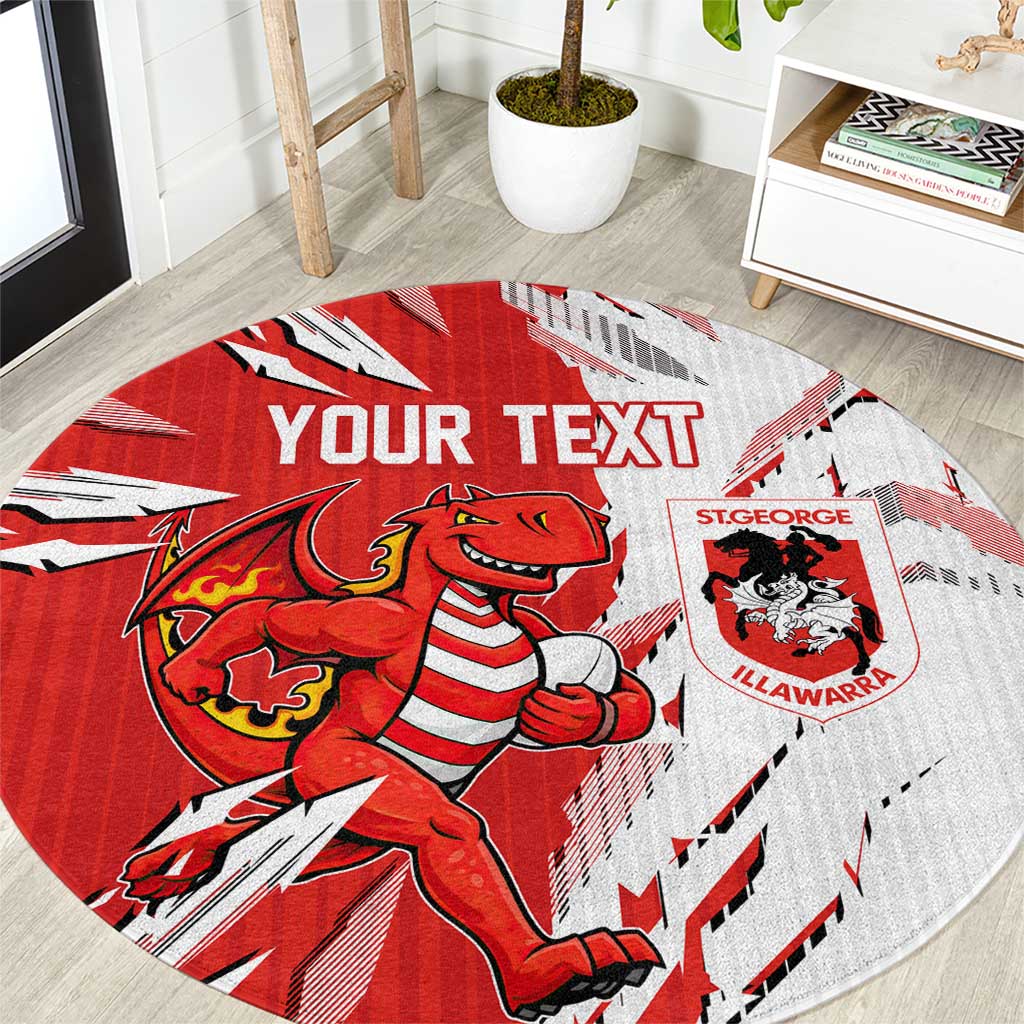 Personalized St. George Illawarra Dragons Round Carpet Dynamic Lightning Mascot Rugby Australia