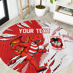 Personalized St. George Illawarra Dragons Round Carpet Dynamic Lightning Mascot Rugby Australia