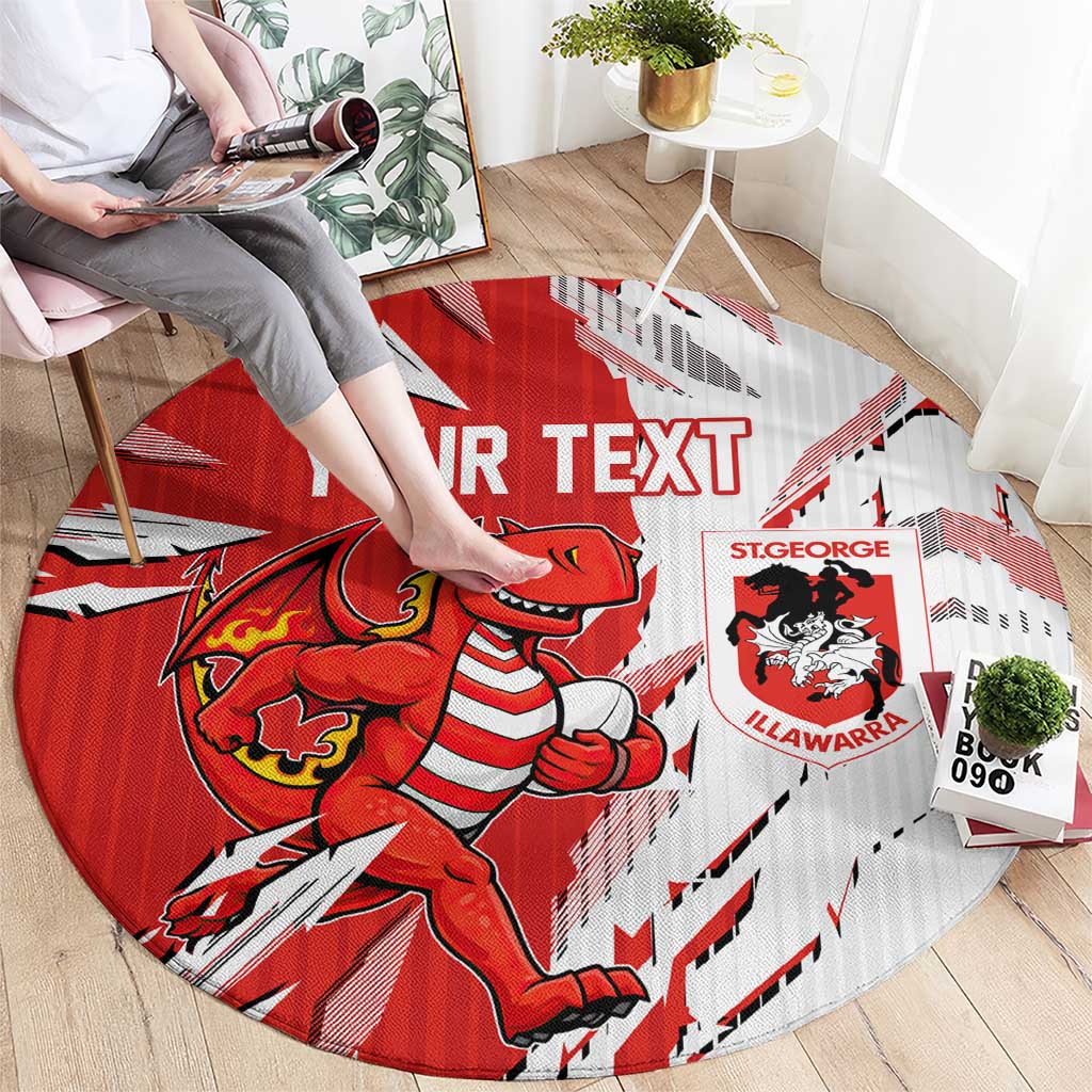 Personalized St. George Illawarra Dragons Round Carpet Dynamic Lightning Mascot Rugby Australia