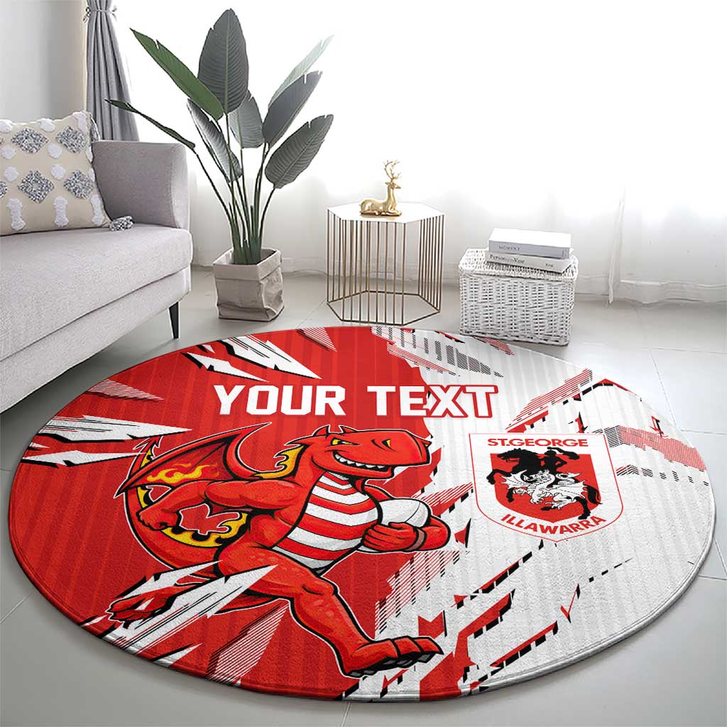 Personalized St. George Illawarra Dragons Round Carpet Dynamic Lightning Mascot Rugby Australia