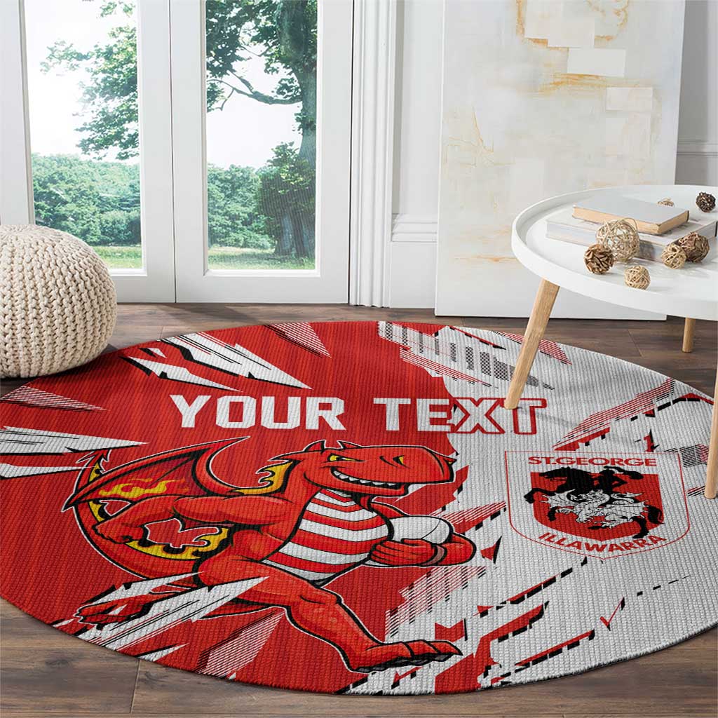 Personalized St. George Illawarra Dragons Round Carpet Dynamic Lightning Mascot Rugby Australia