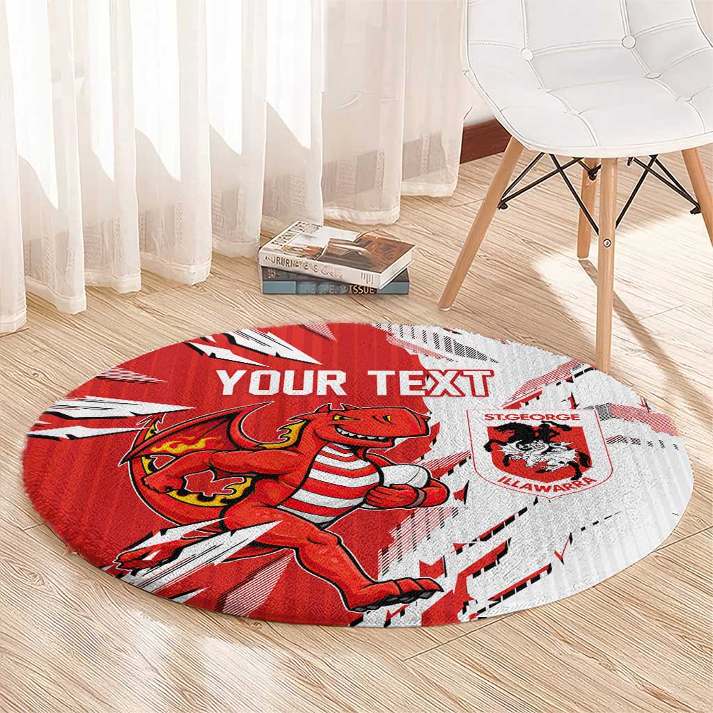 Personalized St. George Illawarra Dragons Round Carpet Dynamic Lightning Mascot Rugby Australia