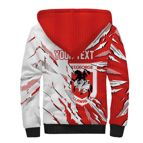 Personalized St. George Illawarra Dragons Sherpa Hoodie Dynamic Lightning Mascot Rugby Australia