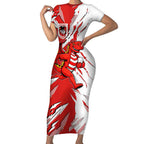 Personalized St. George Illawarra Dragons Short Sleeve Bodycon Dress Dynamic Lightning Mascot Rugby Australia