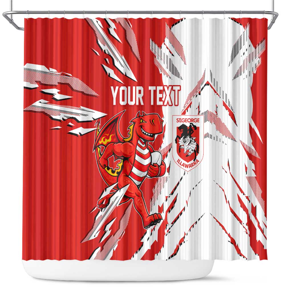 Personalized St. George Illawarra Dragons Shower Curtain Dynamic Lightning Mascot Rugby Australia