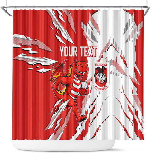 Personalized St. George Illawarra Dragons Shower Curtain Dynamic Lightning Mascot Rugby Australia