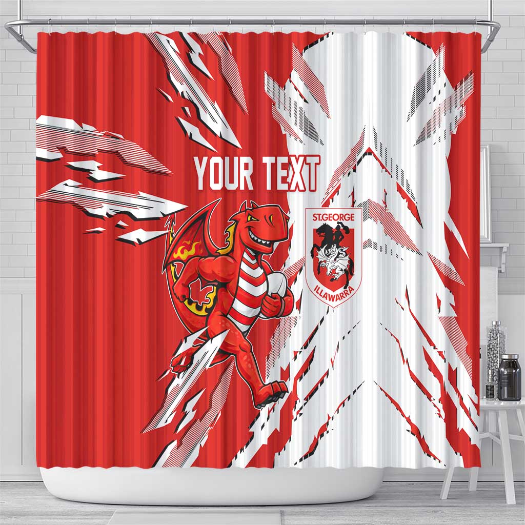 Personalized St. George Illawarra Dragons Shower Curtain Dynamic Lightning Mascot Rugby Australia