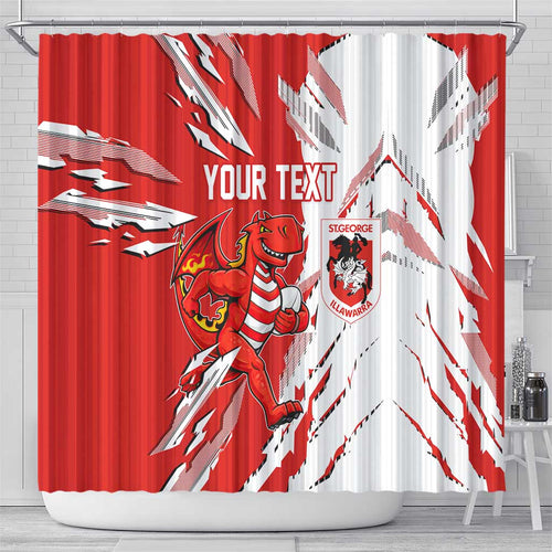 Personalized St. George Illawarra Dragons Shower Curtain Dynamic Lightning Mascot Rugby Australia