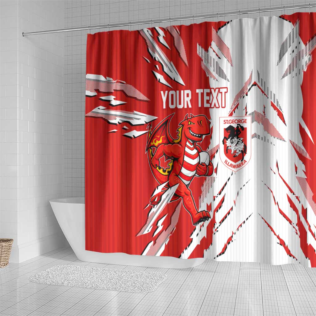Personalized St. George Illawarra Dragons Shower Curtain Dynamic Lightning Mascot Rugby Australia