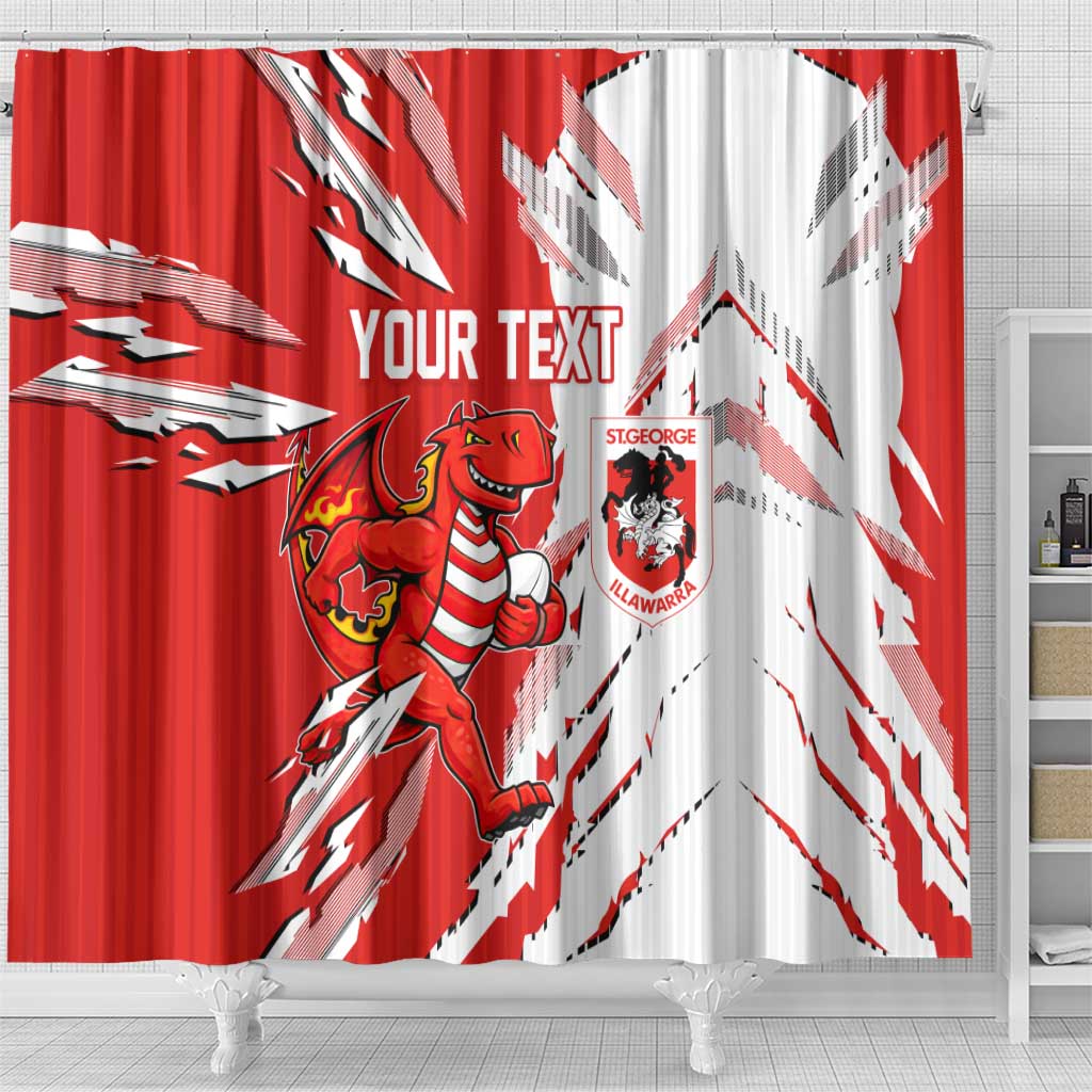 Personalized St. George Illawarra Dragons Shower Curtain Dynamic Lightning Mascot Rugby Australia