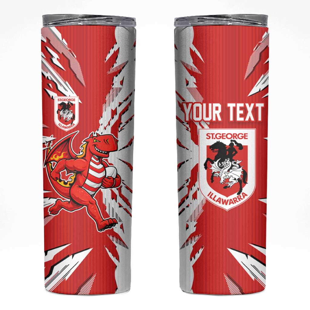 Personalized St. George Illawarra Dragons Skinny Tumbler Dynamic Lightning Mascot Rugby Australia