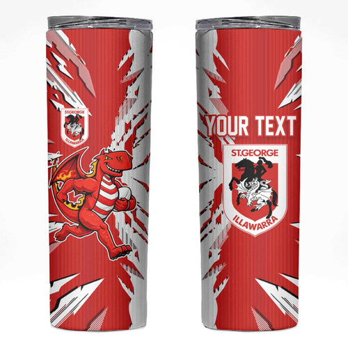 Personalized St. George Illawarra Dragons Skinny Tumbler Dynamic Lightning Mascot Rugby Australia
