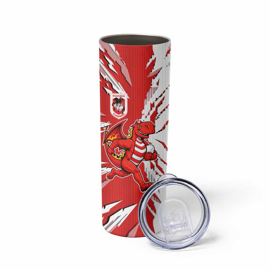 Personalized St. George Illawarra Dragons Skinny Tumbler Dynamic Lightning Mascot Rugby Australia
