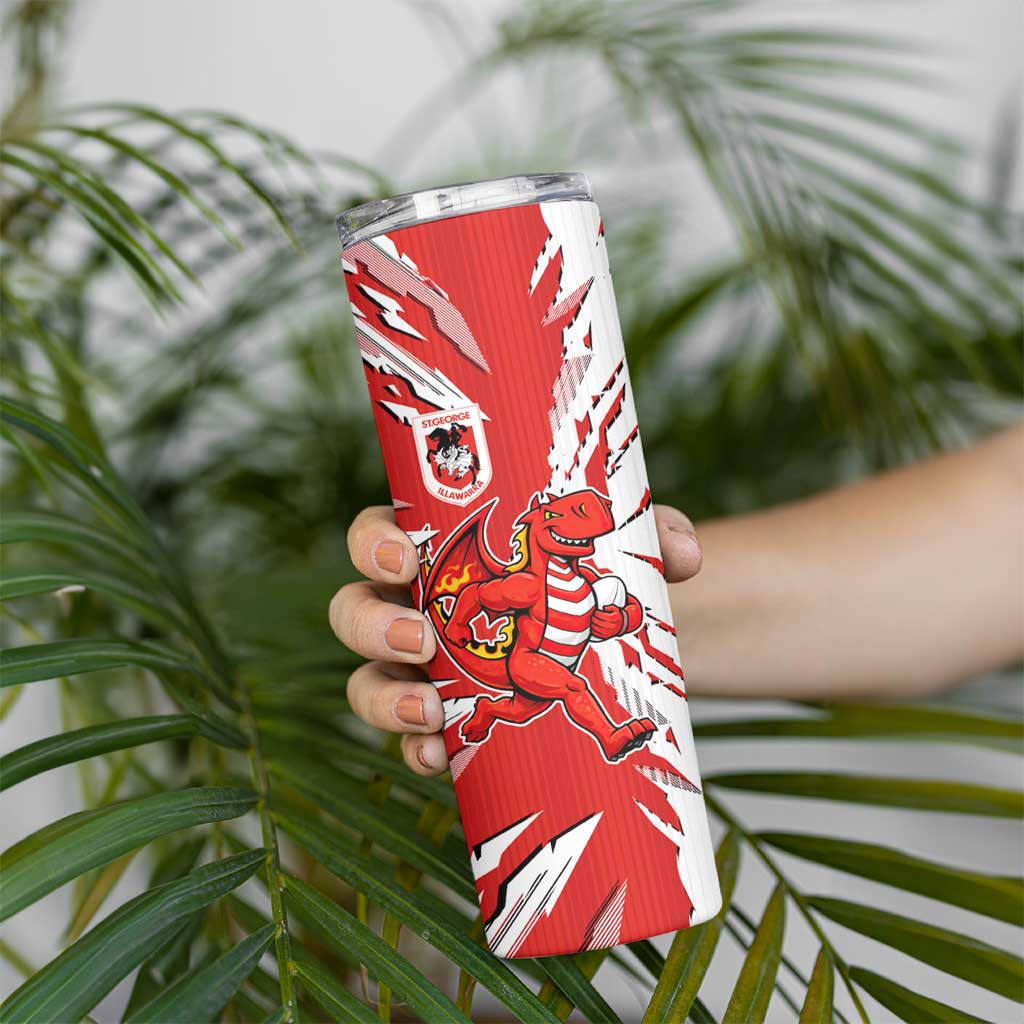 Personalized St. George Illawarra Dragons Skinny Tumbler Dynamic Lightning Mascot Rugby Australia