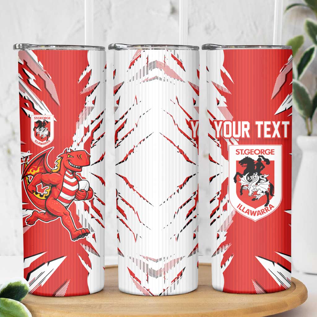 Personalized St. George Illawarra Dragons Skinny Tumbler Dynamic Lightning Mascot Rugby Australia