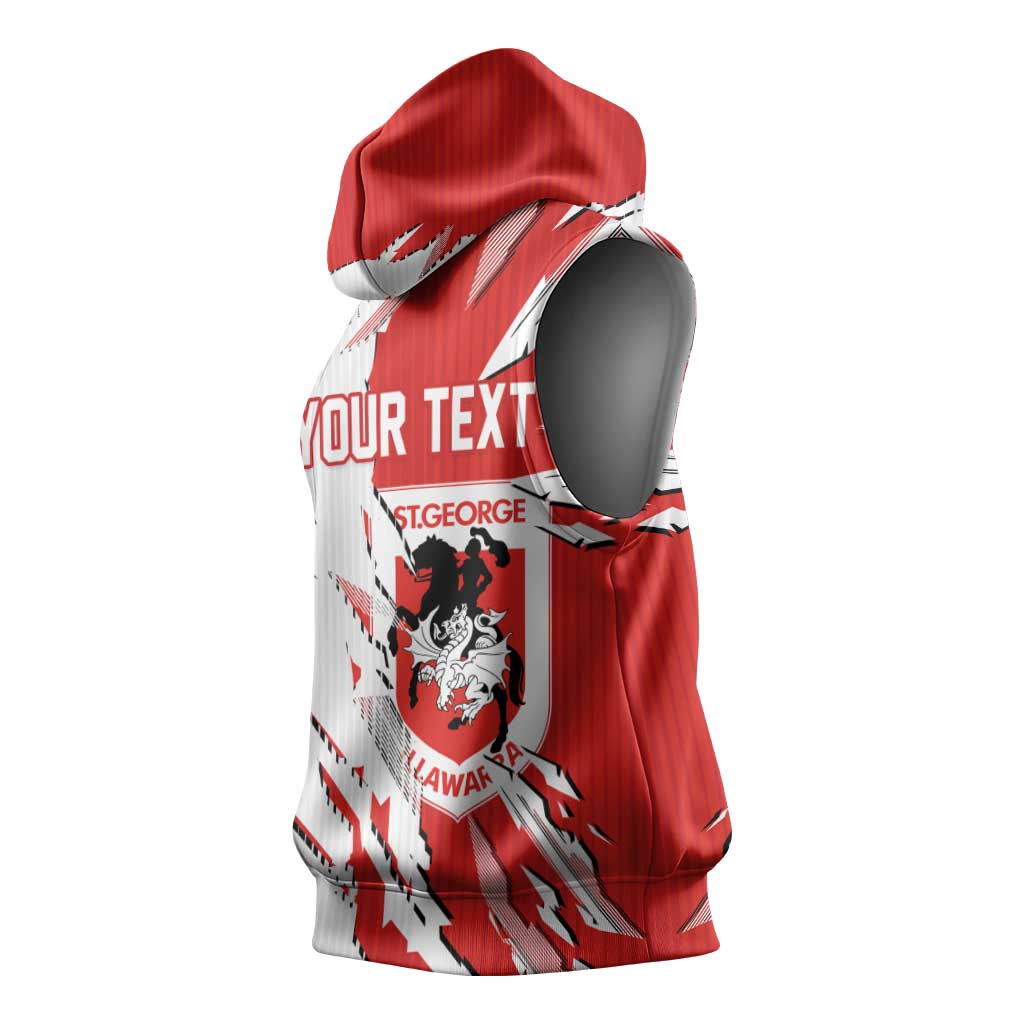 Personalized St. George Illawarra Dragons Sleeveless Hoodie Dynamic Lightning Mascot Rugby Australia