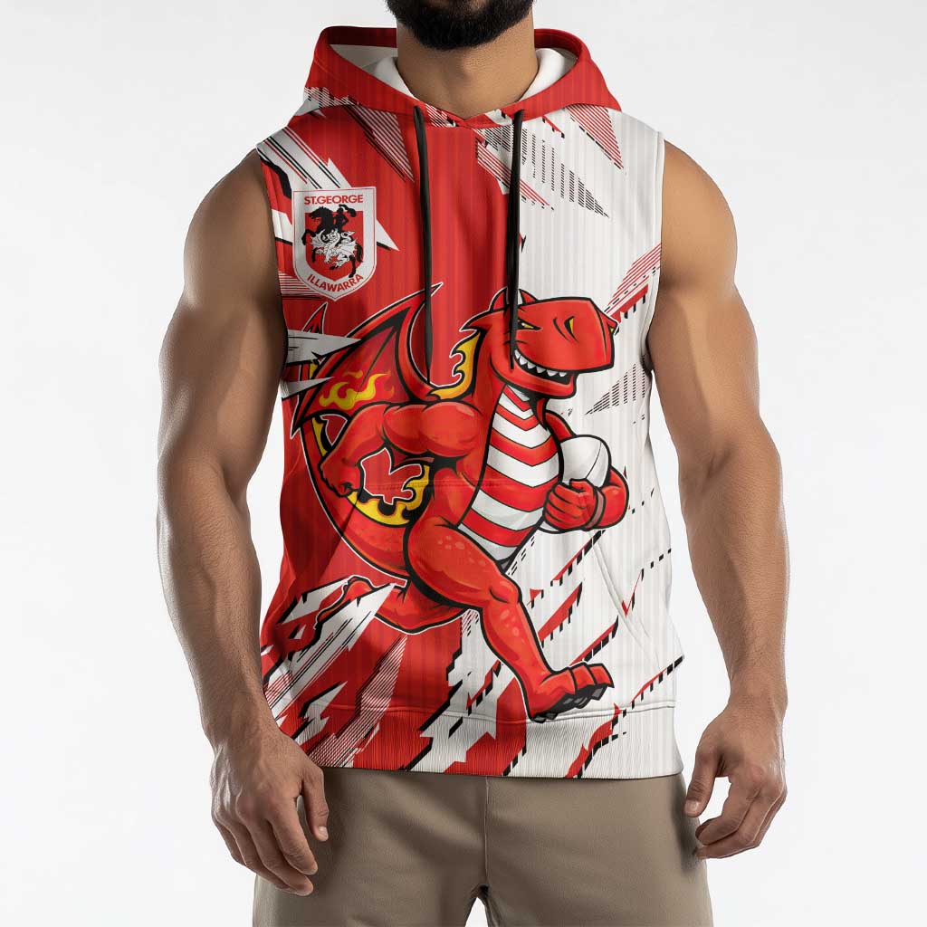 Personalized St. George Illawarra Dragons Sleeveless Hoodie Dynamic Lightning Mascot Rugby Australia