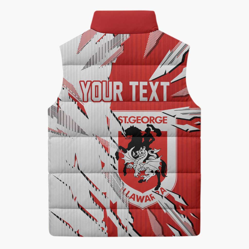 Personalized St. George Illawarra Dragons Sleeveless Puffer Jacket Dynamic Lightning Mascot Rugby Australia