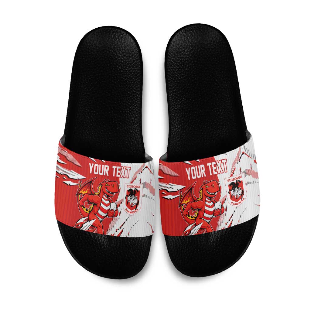 Personalized St. George Illawarra Dragons Slide Sandals Dynamic Lightning Mascot Rugby Australia