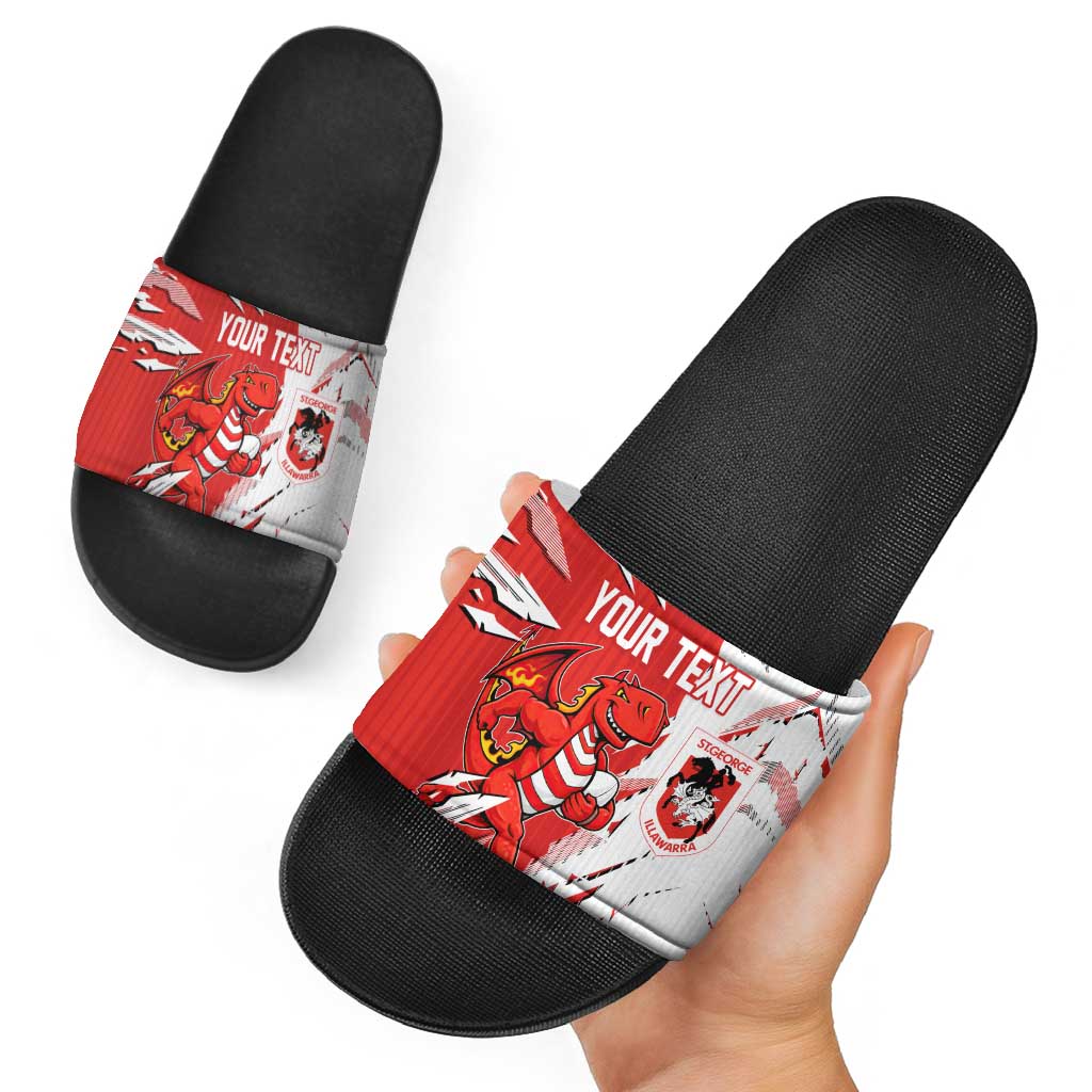 Personalized St. George Illawarra Dragons Slide Sandals Dynamic Lightning Mascot Rugby Australia