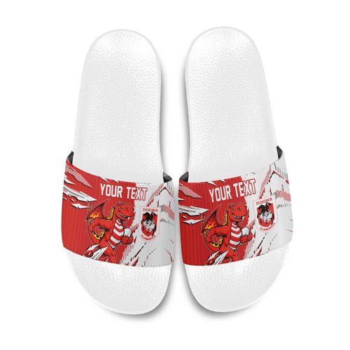 Personalized St. George Illawarra Dragons Slide Sandals Dynamic Lightning Mascot Rugby Australia