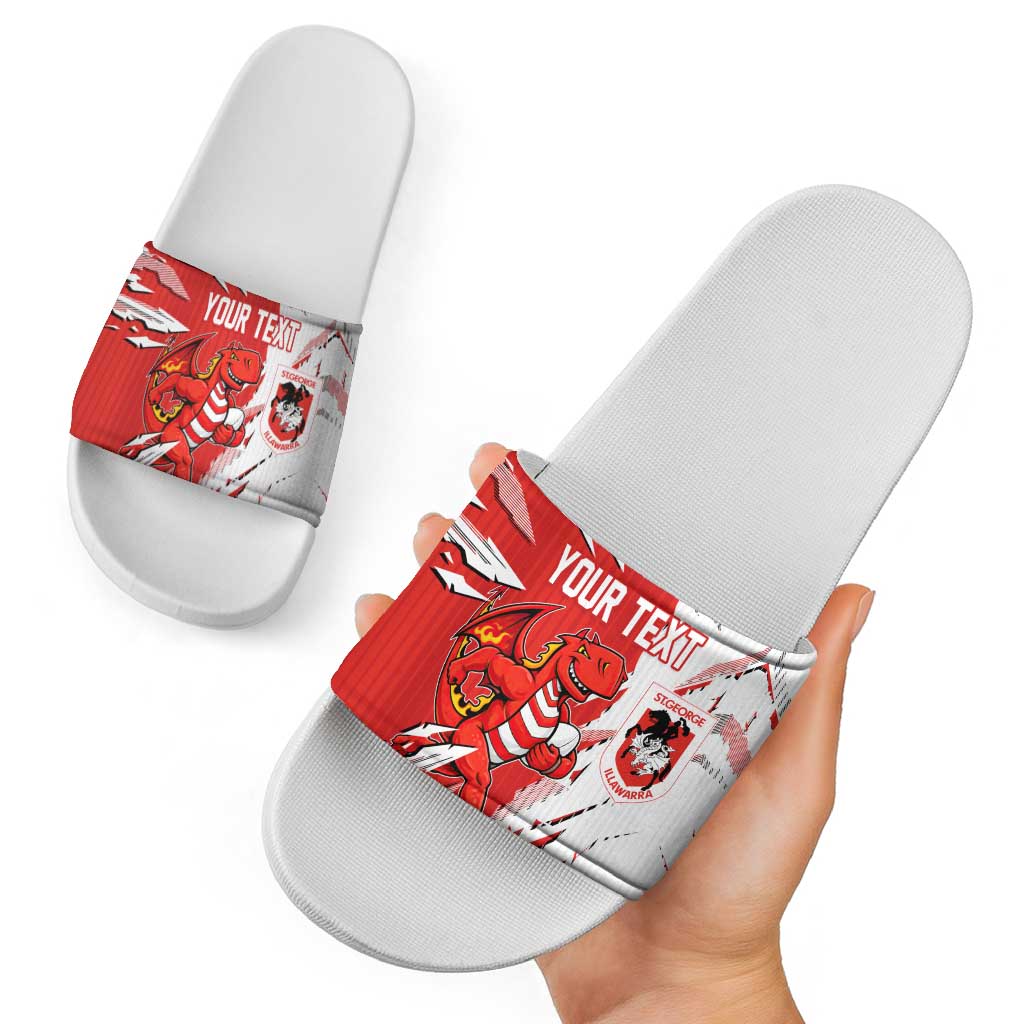 Personalized St. George Illawarra Dragons Slide Sandals Dynamic Lightning Mascot Rugby Australia