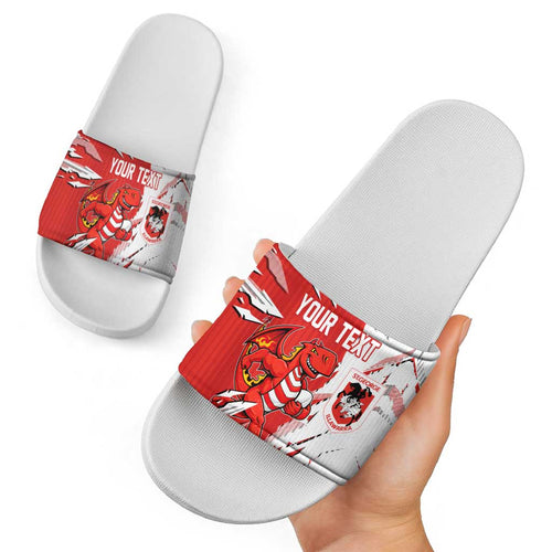Personalized St. George Illawarra Dragons Slide Sandals Dynamic Lightning Mascot Rugby Australia