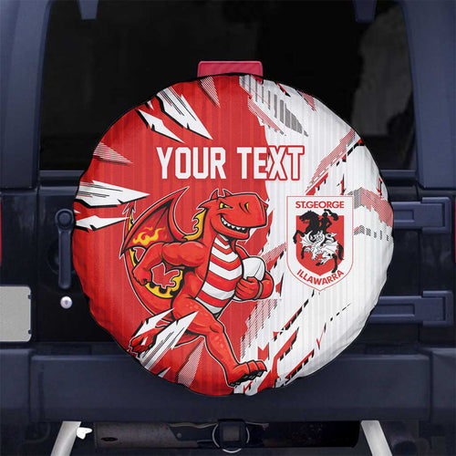 Personalized St. George Illawarra Dragons Spare Tire Cover Dynamic Lightning Mascot Rugby Australia