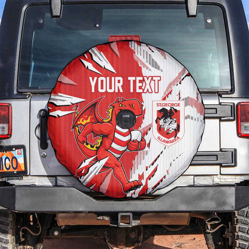 Personalized St. George Illawarra Dragons Spare Tire Cover Dynamic Lightning Mascot Rugby Australia