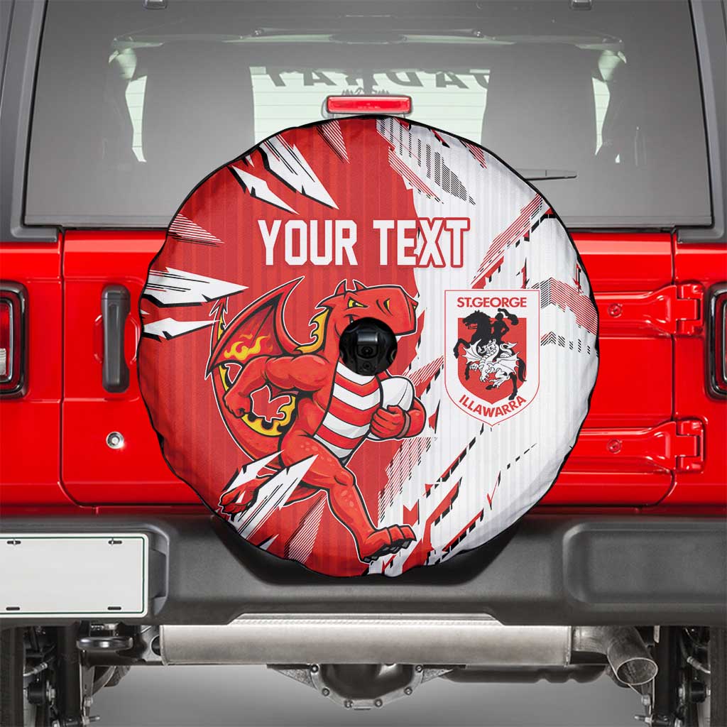 Personalized St. George Illawarra Dragons Spare Tire Cover Dynamic Lightning Mascot Rugby Australia