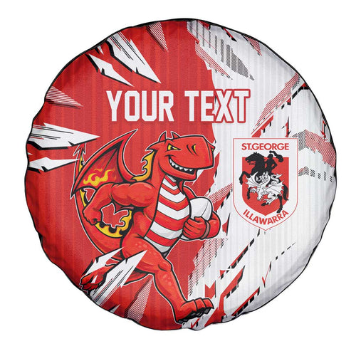 Personalized St. George Illawarra Dragons Spare Tire Cover Dynamic Lightning Mascot Rugby Australia