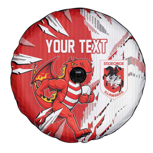 Personalized St. George Illawarra Dragons Spare Tire Cover Dynamic Lightning Mascot Rugby Australia