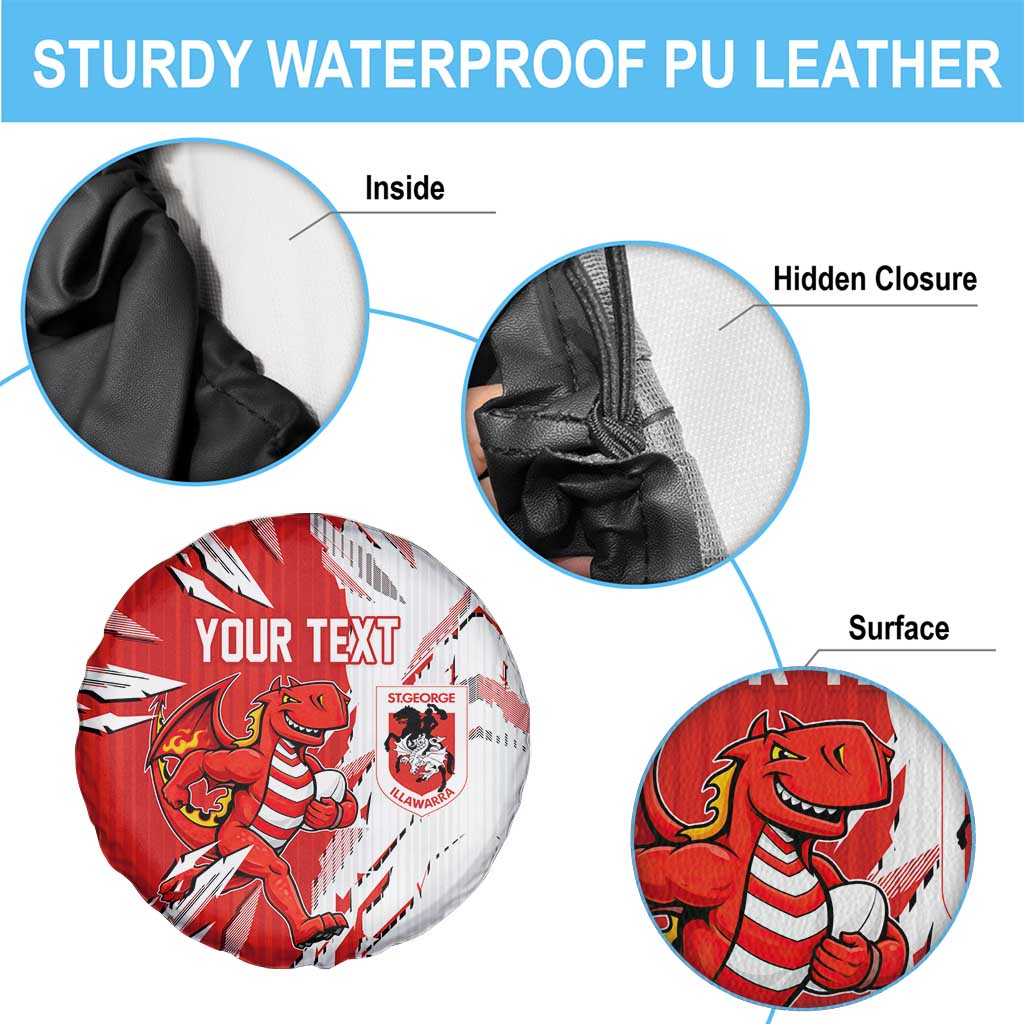 Personalized St. George Illawarra Dragons Spare Tire Cover Dynamic Lightning Mascot Rugby Australia